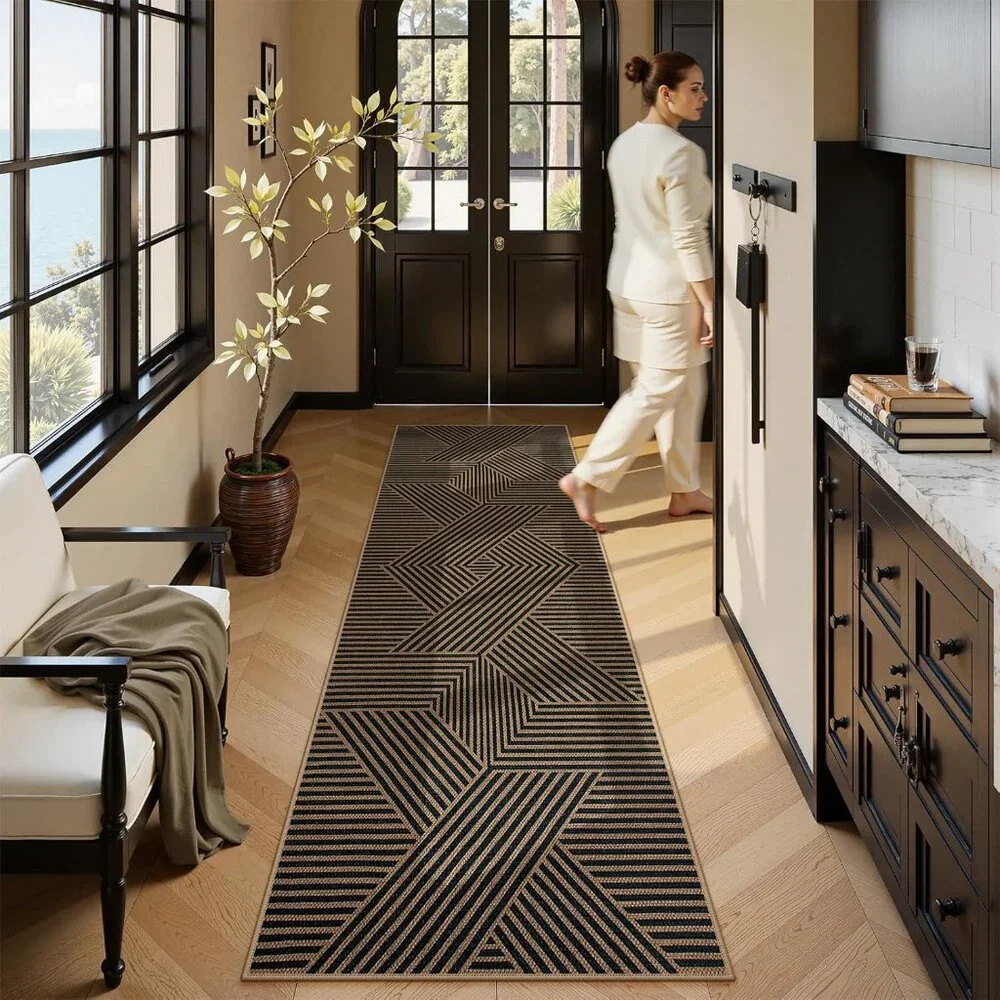 New Modern Geometric Runner Rug, 2x8 Washable Rug Runners for Hallways Non Slip,